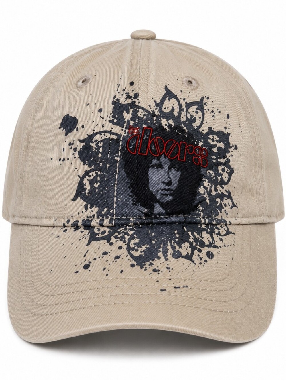 The Doors Jim Morrison Graphic Adjustable Baseball Cap Tan Concept One Hat 2005